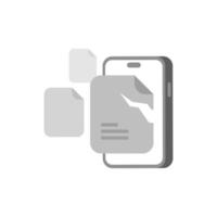Illustration of a cracked data file and smartphone, symbolizing a mobile app data transfer error. Ideal for error messages and troubleshooting screens, providing a clear visual for network issues vector