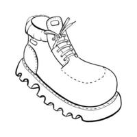 A Stylish Sketch Featuring a Unique LaceUp Boot Design with a Distinctive Wavy Sole. sketch illustration. Tourism vector