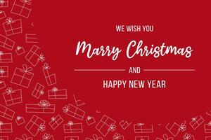 Banner template with a doodle pattern from gifts and congratulations on Christmas and New Year vector
