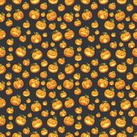 Seamless pattern with the image of various pumpkins on a dark background. vector
