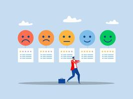 Businessman vote Customer feedback giving rating based on experience or quality from product and service, survey,Feedback concept illustration. vector