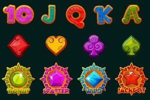 Set of 12 slot symbols Mayan or Aztec theme. Colored Ui elements for your gambling. Style Icons for 2D Games and Casino or Slots. Graphic elements for the development of slot machines vector