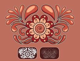 A flower with a spiral center is shown in a red background vector