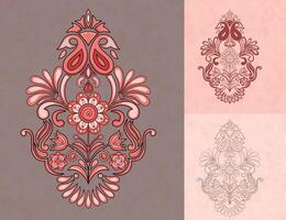 Floral Ornament Design with Multiple Color Variations - Red and Gray Scheme vector