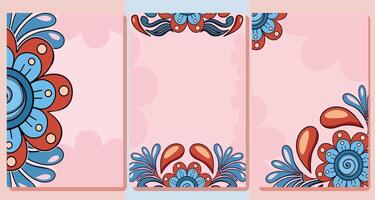 A decorative background featuring mirrored floral patterns in vibrant colors suitable for posters or printed media. vector