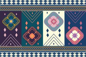 a colorful flower pattern with geometric shapes and diamonds vector