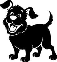Black and white dog silhouette on a white background vector
