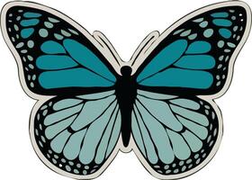 A blue butterfly with black wings is shown vector