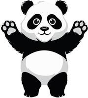 A cartoon panda bear standing with its paws up vector