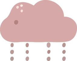 A pink cloud with rain drops falling from it vector