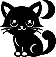 A black cat with a moon on it's head vector