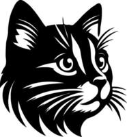 A black and white cat head on a white background vector