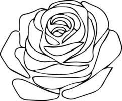 A rose coloring page with a black outline vector