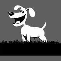 A cartoon dog standing in the grass with a sign vector
