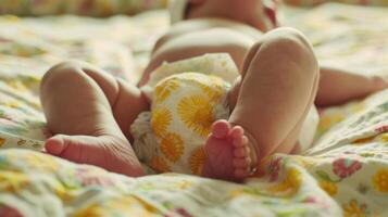 Cute small little newborn baby wearing a diaper. Baby in diaper pants photo