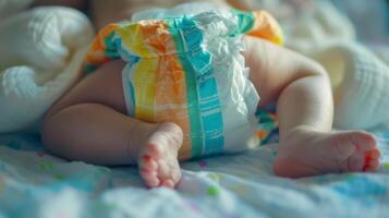 Cute small little newborn baby wearing a diaper. Baby in diaper pants photo