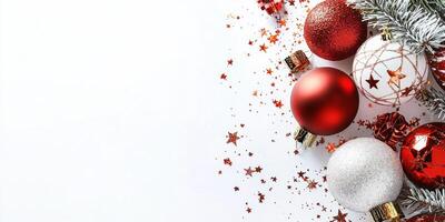 Merry Christmas and happy New Year white background with space for text. Christmas greeting card photo