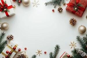 Merry Christmas and happy New Year white background with space for text. Christmas greeting card photo