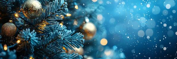Merry Christmas and happy New Year blue background with space for text. Christmas greeting card photo