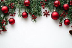 Merry Christmas and happy New Year white background with space for text. Christmas greeting card photo