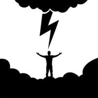 Man standing on cloud with lightning vector