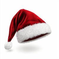 Santa Claus hat or Christmas red cap isolated on white background photo