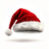 Santa Claus hat or Christmas red cap isolated on white background photo