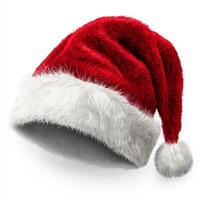 Santa Claus hat or Christmas red cap isolated on white background photo