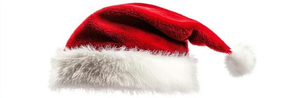 Santa Claus hat or Christmas red cap isolated on white background photo