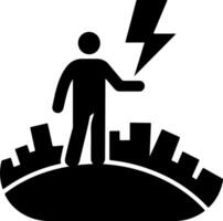 A man standing on top of a hill with a lightning bolt vector