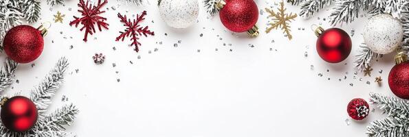 Merry Christmas and happy New Year white background with space for text. Christmas greeting card photo