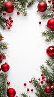 Merry Christmas and happy New Year white background with space for text. Christmas greeting card photo