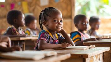 Children learning in classroom settings. Depicting education and learning in a rural african school photo