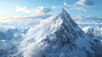 A panoramic view from the highest peak. Scenic views on mountain peaks photo