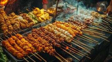 Vibrant street food markets with diverse offerings. Street food for tourists stalls offering diverse photo