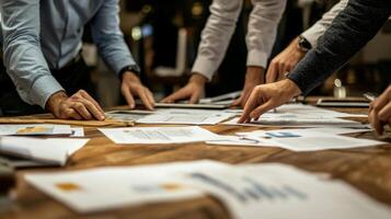 Teamwork and collaboration in project planning. Business team meeting project planning concept photo