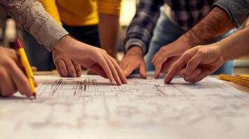 Teamwork and collaboration in project planning. Business team meeting project planning concept photo