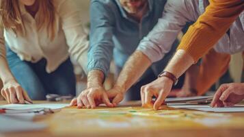 Teamwork and collaboration in project planning. Business team meeting project planning concept photo