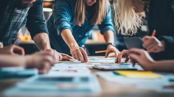 Teamwork and collaboration in project planning. Business team meeting project planning concept photo