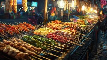 Vibrant street food markets with diverse offerings. Street food for tourists stalls offering diverse photo