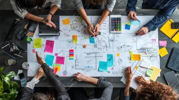 Teamwork and collaboration in project planning. Business team meeting project planning concept photo