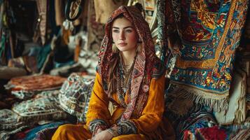 Traveler experiencing local traditions and customs. Traveler enjoying local culture photo