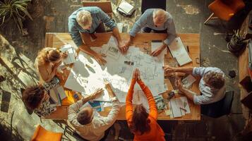 Teamwork and collaboration in project planning. Business team meeting project planning concept photo