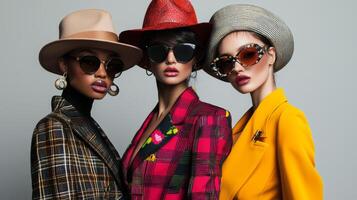 Beautiful stylish models showcasing the latest fashion trends photo