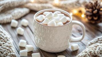 Cozy mug of hot cocoa with marshmallows. Hot Chocolate photo