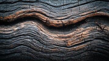 Close-up of rustic wood grain showcasing natural pattern. Wooden texture wood grain and knots photo