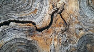 Close-up of rustic wood grain showcasing natural pattern. Wooden texture wood grain and knots photo