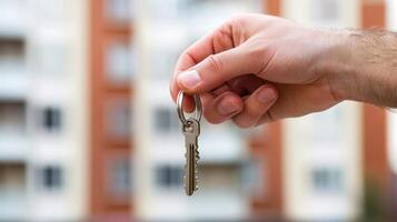 Key handover during a successful apartment purchase photo