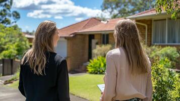 Real estate agent showing property to potential buyer photo