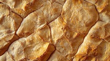 Baked bread crust, close-up surface, uniform texture background photo